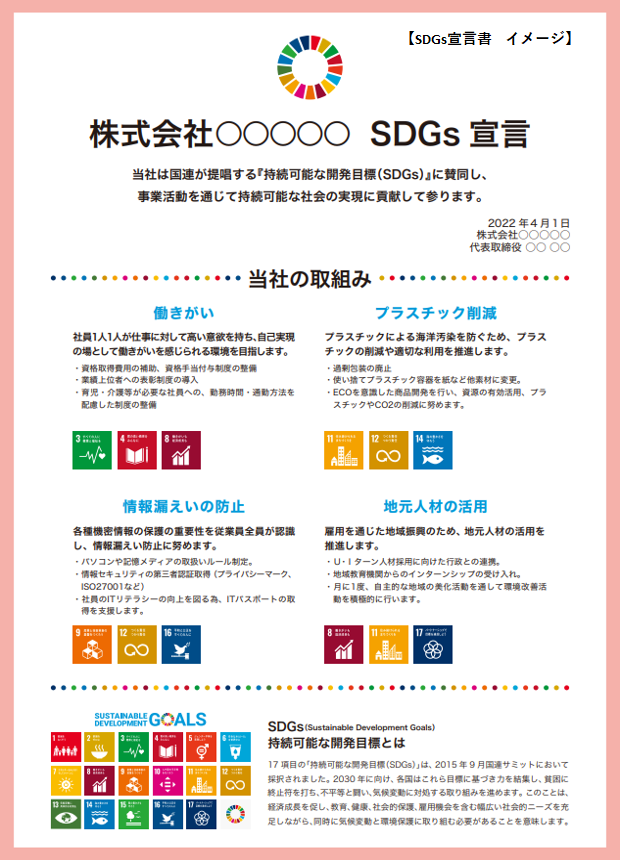 SDGs宣言書 イメージ